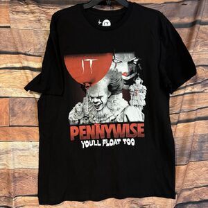 Pennywise IT Clown "You'll Float Too" Horror Movie Halloween Graphic T-Shirt L